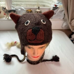 Cozy Brown Black Bear  Wool Hat